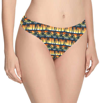 Palm Tree Sunset Design Print Women's Thongs