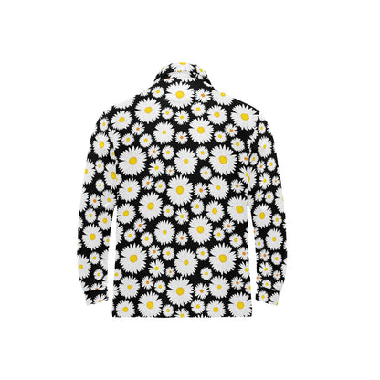 Daisy Pattern Print Design 01 Long Sleeve Polo Shirt For Men's