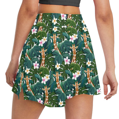 Giraffe Jungle Design Print 17" Golf & Pickleball Skort with Pockets