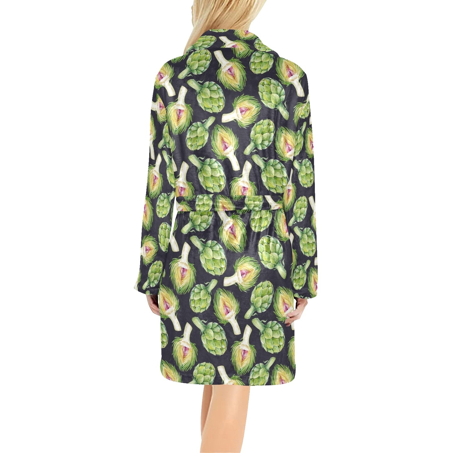 Artichoke Pattern Print Design 01 Women's Fleece Robe
