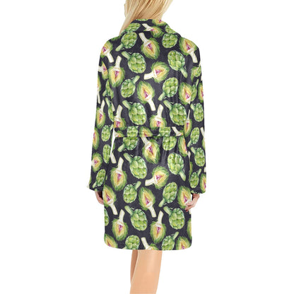 Artichoke Pattern Print Design 01 Women's Fleece Robe