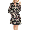 Sugar Skull Print Design LKS304 Women's Fleece Robe