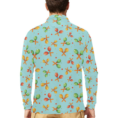 Maracas Print Design LKS402 Long Sleeve Polo Shirt For Men's