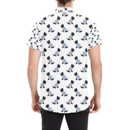 Scottish Terriers Print Design LKS3013 Men Short Sleeve Button Up Shirt