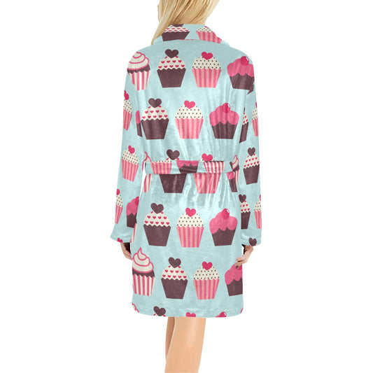 CupCake Print Pattern Women's Fleece Robe