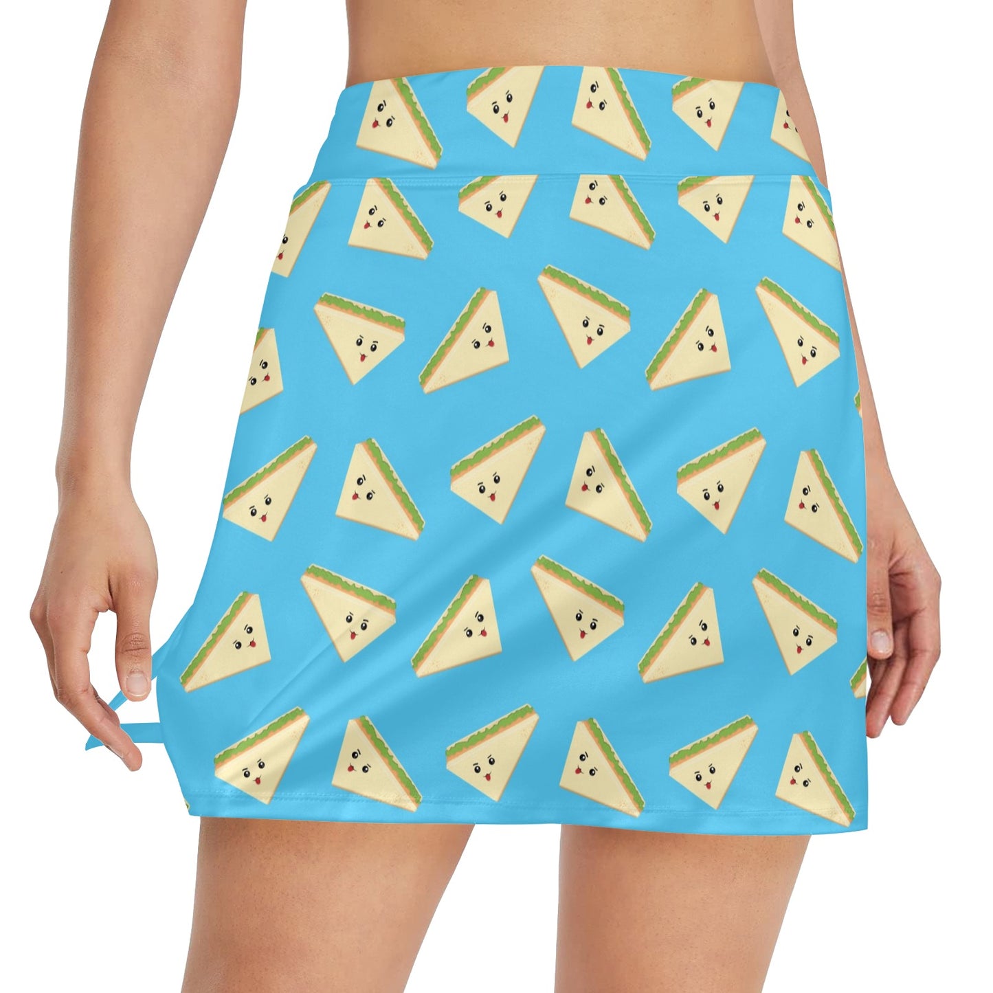 Sandwich Emoji Print Design LKS305 17" Golf & Pickleball Skort with Pockets