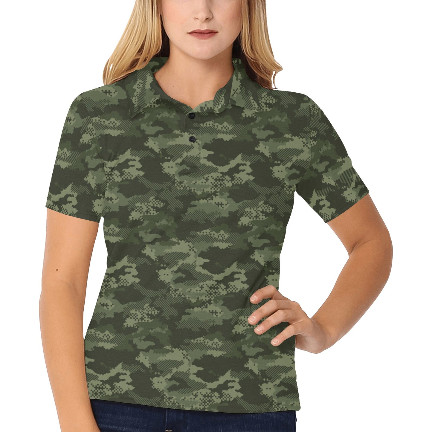 Army Camouflage Pattern Print Design 02 Women's Polo Shirt