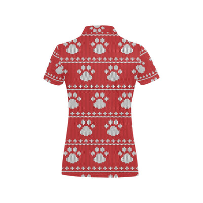 Knit Paw Pattern Print Design 03 Women's Polo Shirt