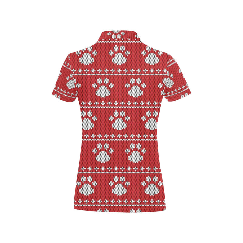 Knit Paw Pattern Print Design 03 Women's Polo Shirt