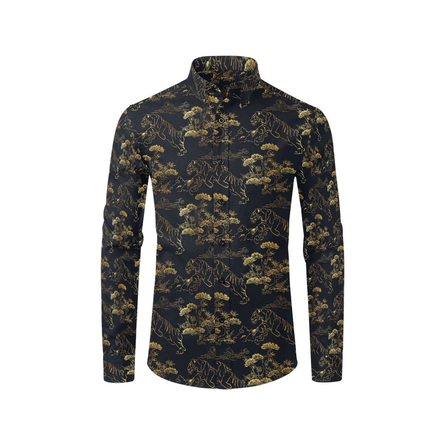 Tiger Japan Style Print Design LKS305 Men's Long Sleeve Dress Shirt