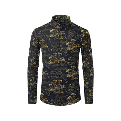 Tiger Japan Style Print Design LKS305 Men's Long Sleeve Dress Shirt