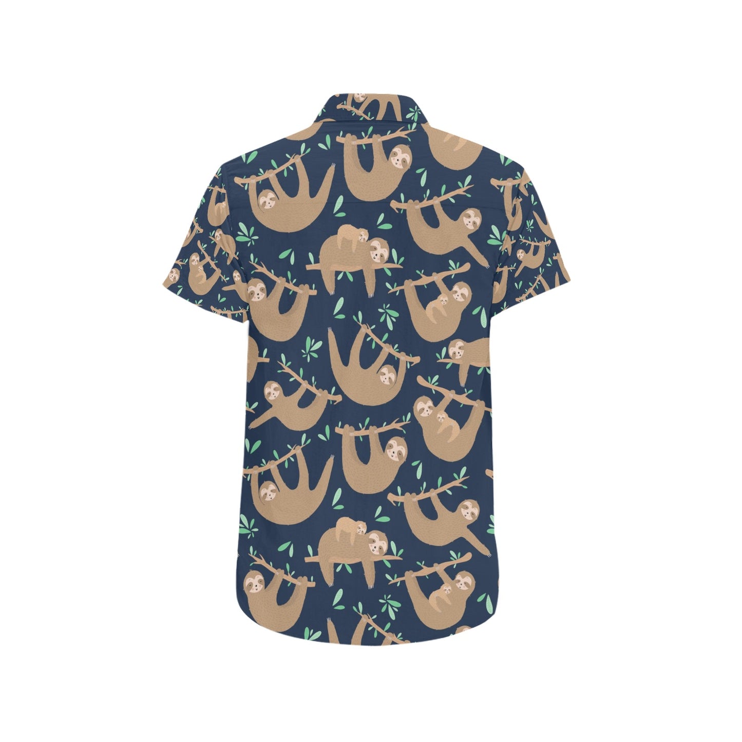 Sloth Print Design LKS307 Men Short Sleeve Button Up Shirt