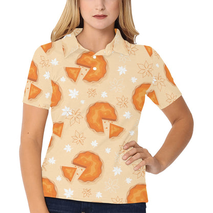 Pie Pattern Print Design A01 Women's Polo Shirt