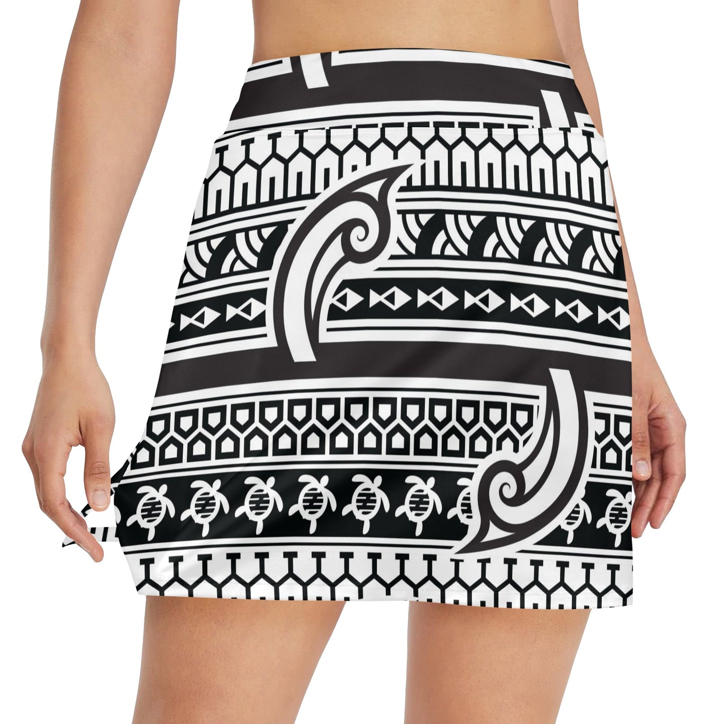 Samoan Style Print Design LKS305 17" Golf & Pickleball Skort with Pockets