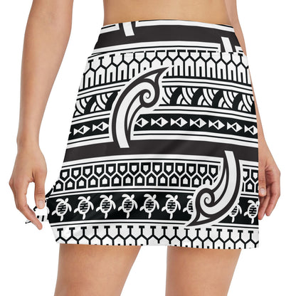 Samoan Style Print Design LKS305 17" Golf & Pickleball Skort with Pockets