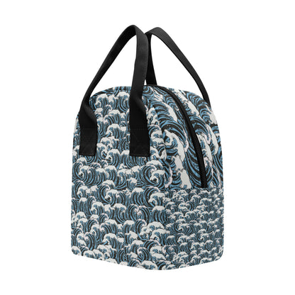 Surf Wave Pattern Print Insulated Lunch Bag