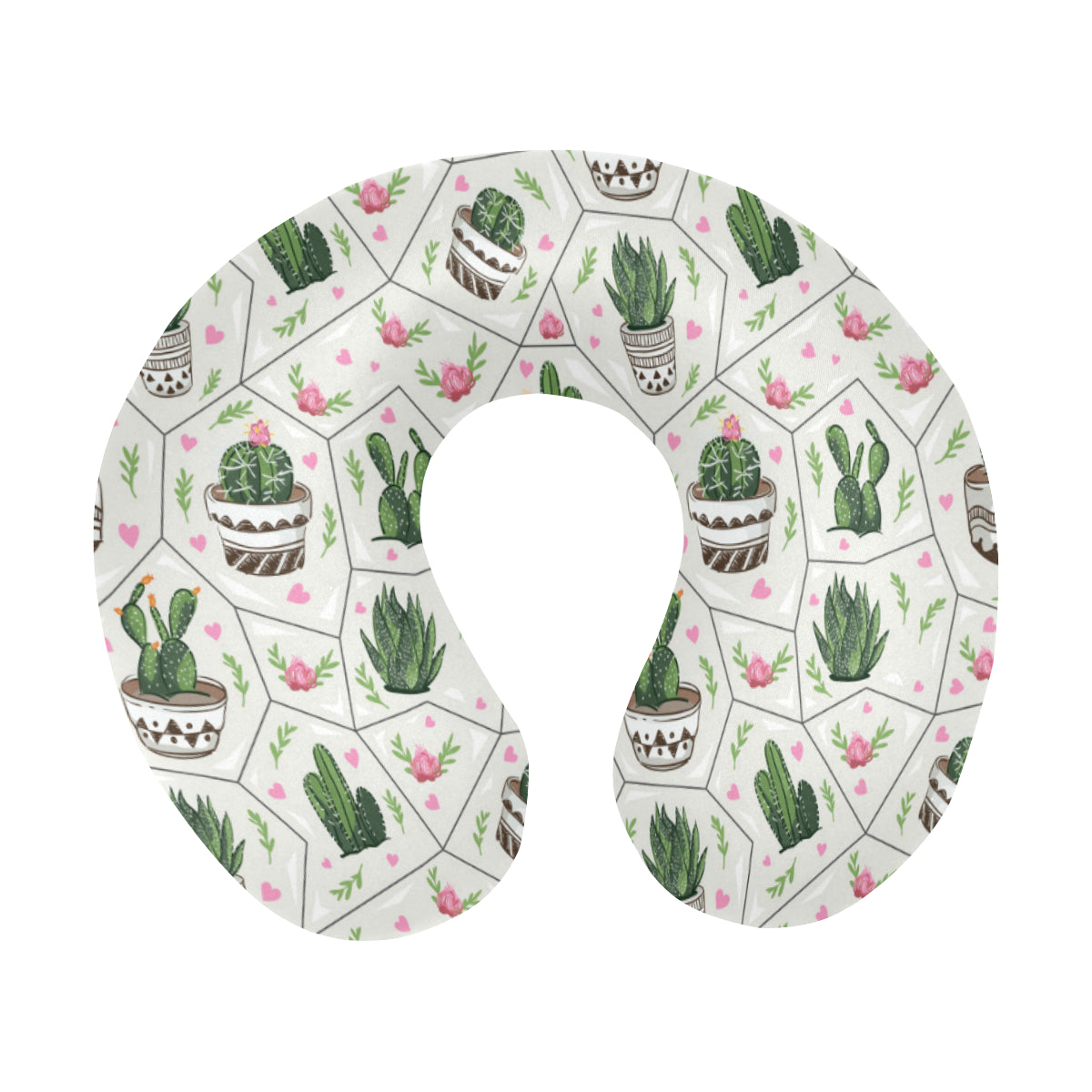 Cactus Pattern Print Design 04 U-Shaped Travel Neck Pillow