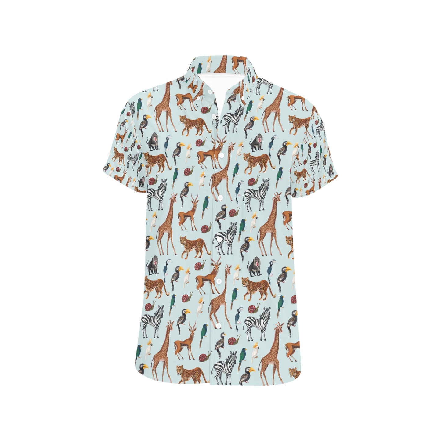 Safari Animal Print Design LKS306 Men Short Sleeve Button Up Shirt