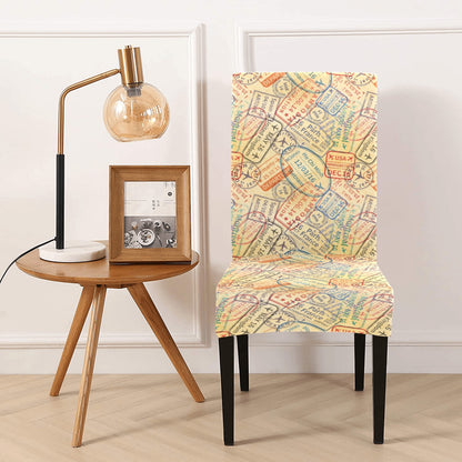 Travel Stamp Print Design LKS302 Dining Chair Slipcover