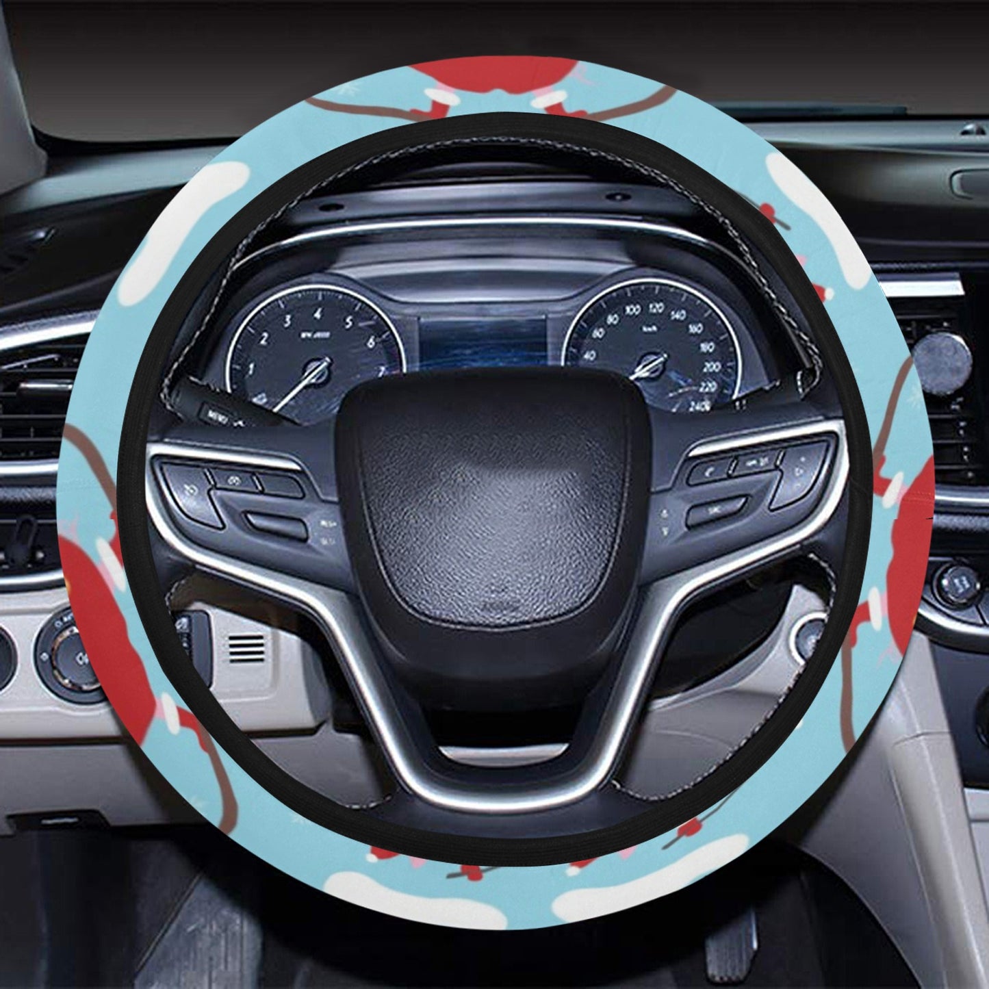 Ski Print Design LKS309 Steering Wheel Cover with Elastic Edge