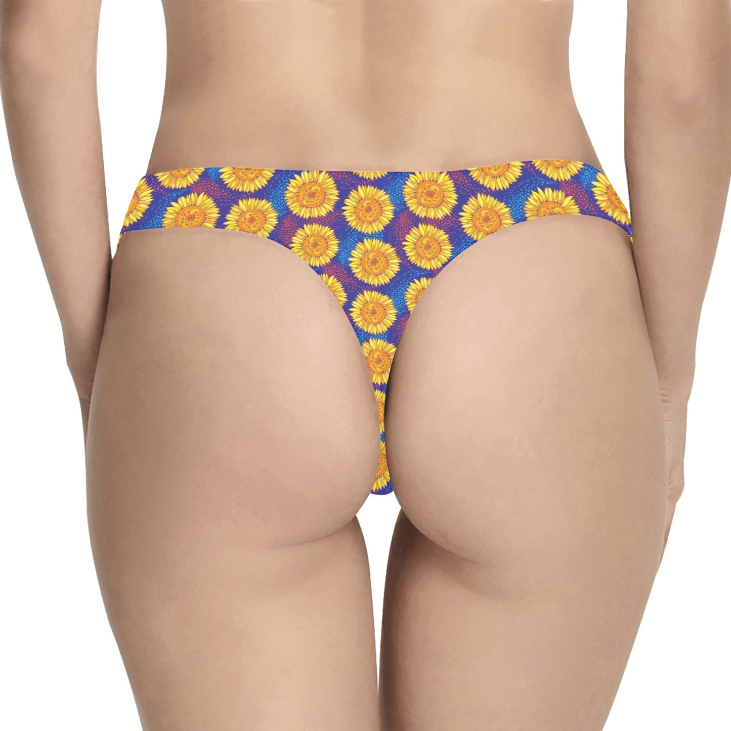 Sunflower Hand Drawn Style Print Women's Thongs