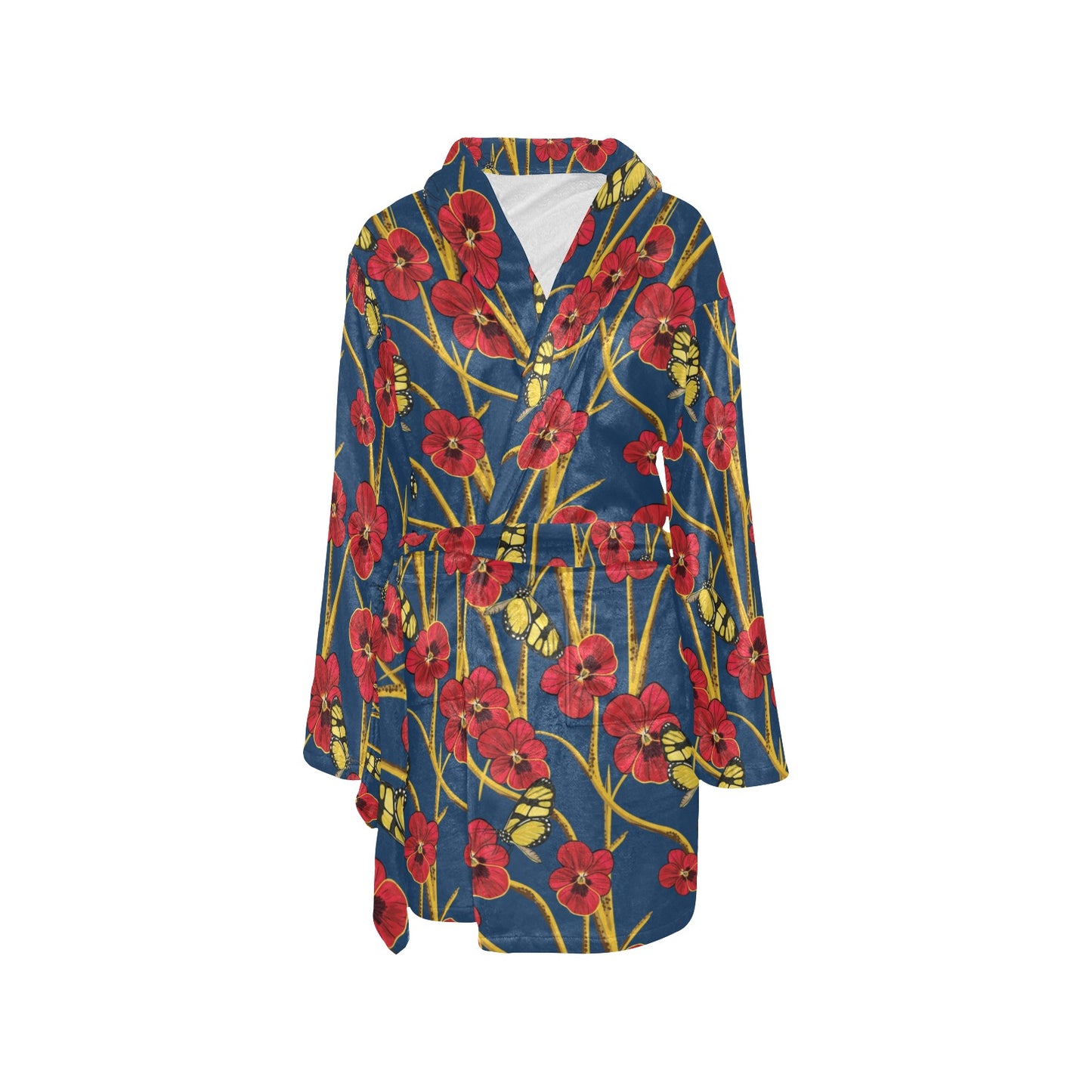 Pansy Pattern Print Design A01 Women's Fleece Robe