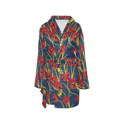 Pansy Pattern Print Design A01 Women's Fleece Robe