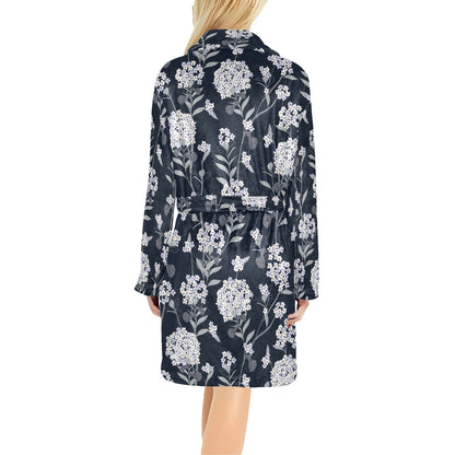 Hydrangea Pattern Print Design HD07 Women's Fleece Robe