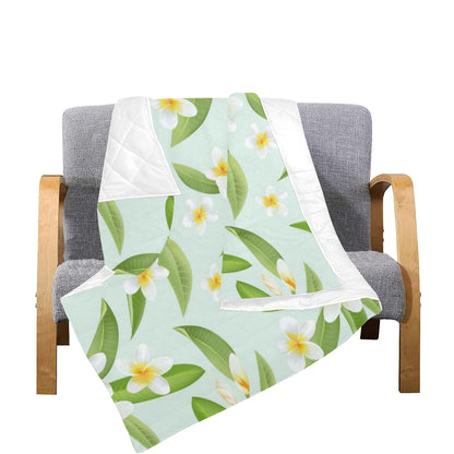 Yellow Plumeria Pattern Print Design PM024 Premium Quilt