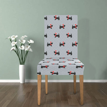 Scottish Christmas Themed Terriers Print Design LKS3018 Dining Chair Slipcover