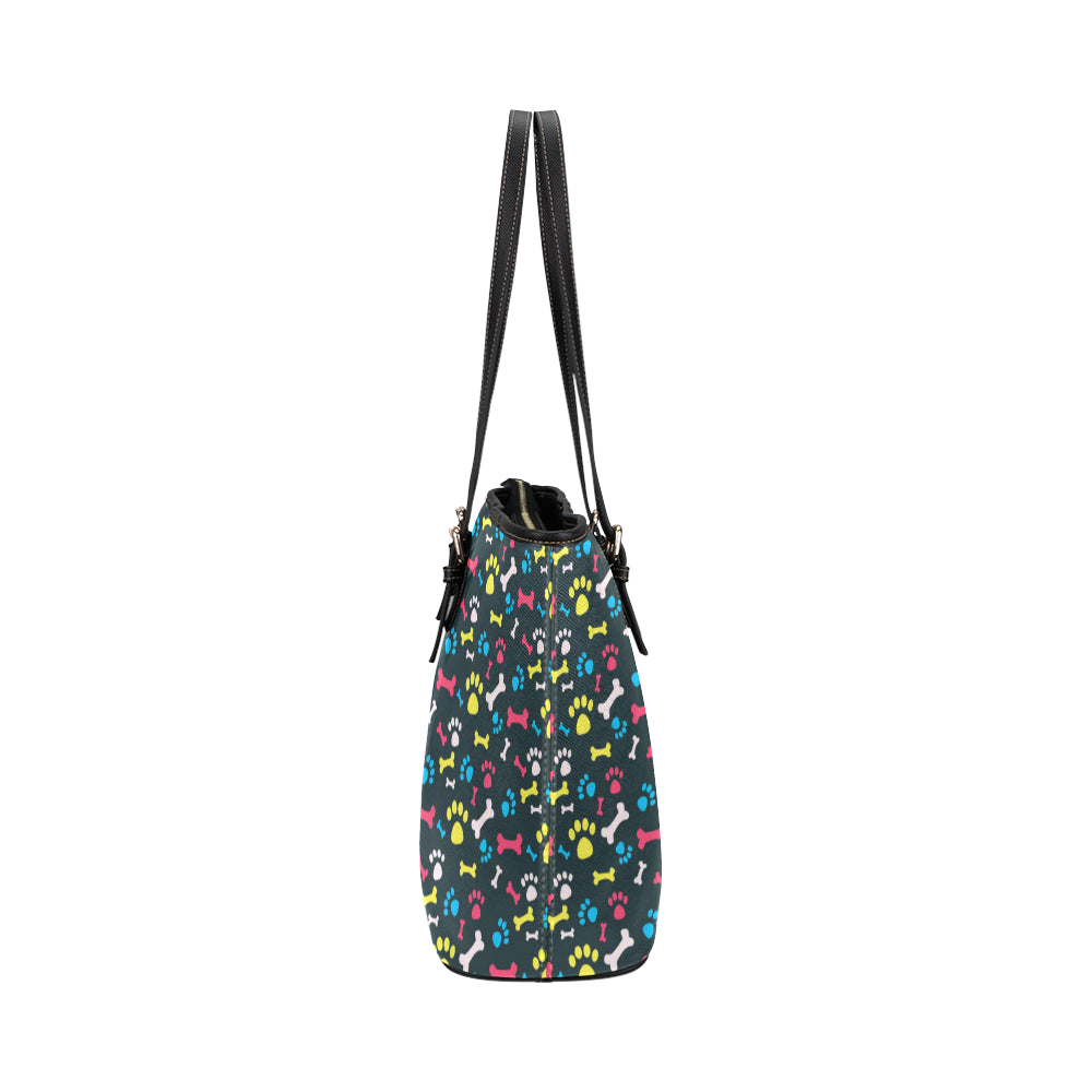 Paw Design Print Leather Tote Bag