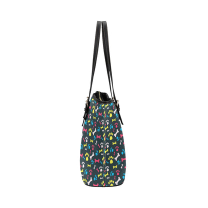 Paw Design Print Leather Tote Bag