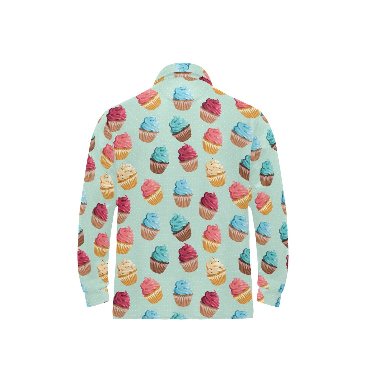 Cupcake Pattern Print Design 01 Long Sleeve Polo Shirt For Men's