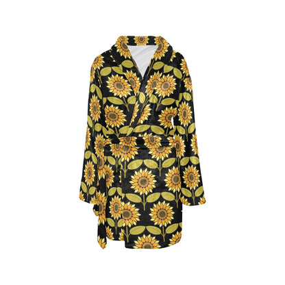 Sunflower Pattern Print Design SF015 Women's Fleece Robe