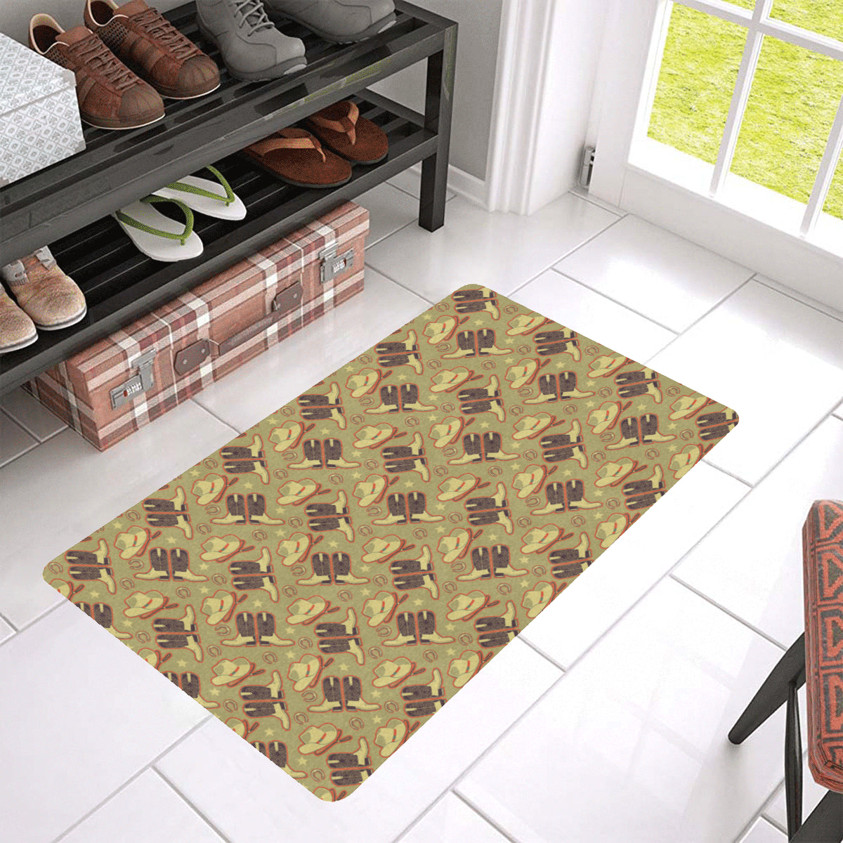 Western Cowboy Themed Rubber Doormat