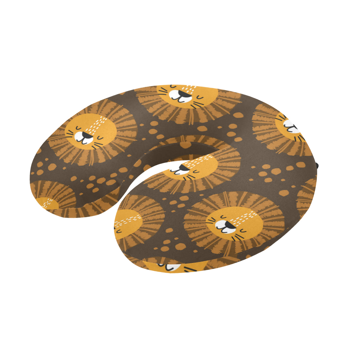 Lion Cartoon Pattern Print Design 01 U-Shaped Travel Neck Pillow