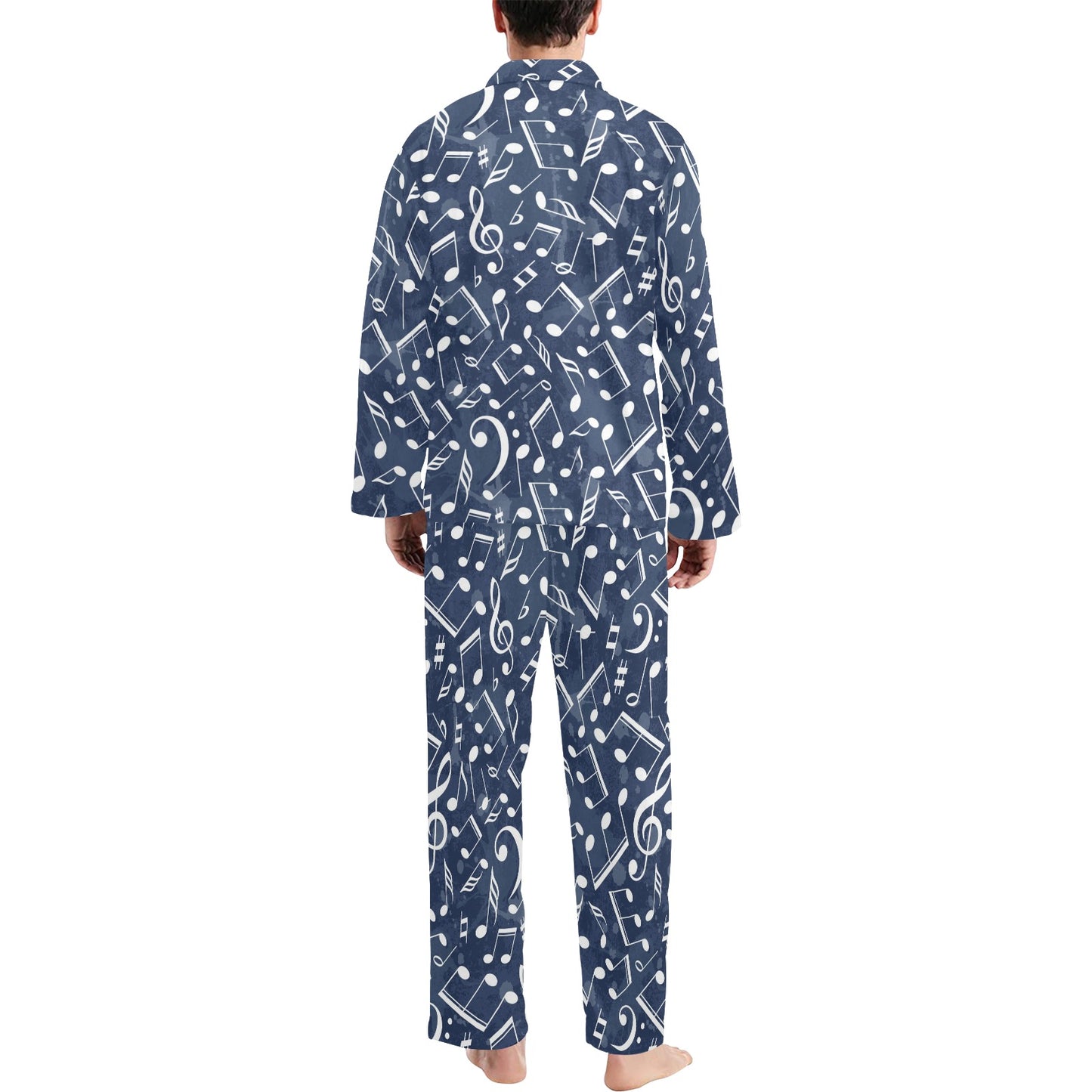 Music note Pattern Print Design A02 Men's Long Pajama Set