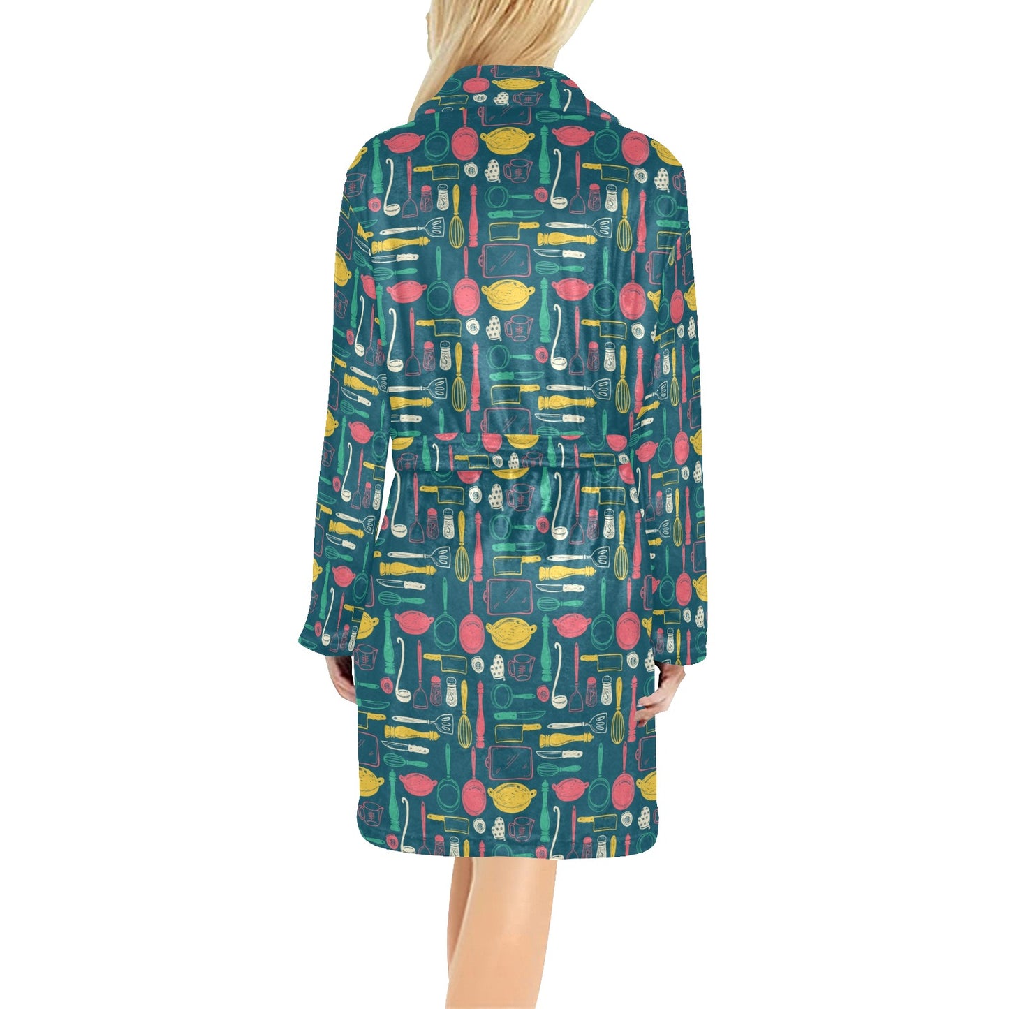 Cooking Kitchen Tools Pattern Print Design 01 Women's Fleece Robe