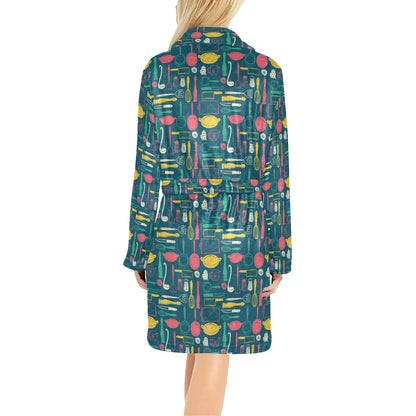 Cooking Kitchen Tools Pattern Print Design 01 Women's Fleece Robe