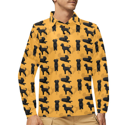 Bouviers des Flandres Pattern Print Design 01 Long Sleeve Polo Shirt For Men's
