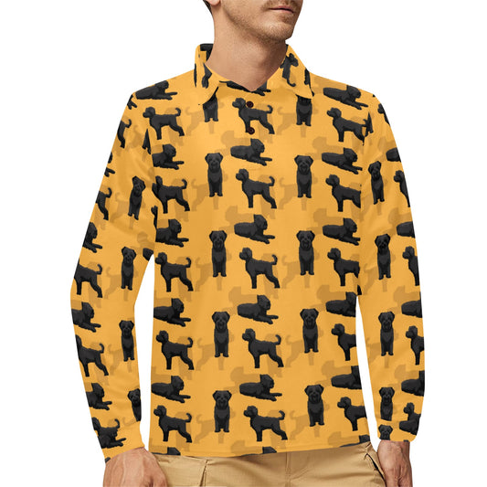 Bouviers des Flandres Pattern Print Design 01 Long Sleeve Polo Shirt For Men's