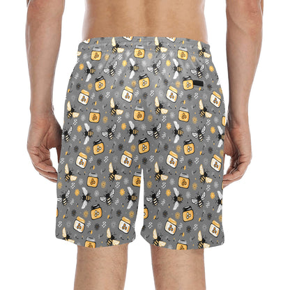 Honey Bee Print Design LKS301 Men's Swim Trunks Beach Shorts