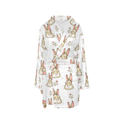 Rabbit Pattern Print Design RB09 Women's Fleece Robe