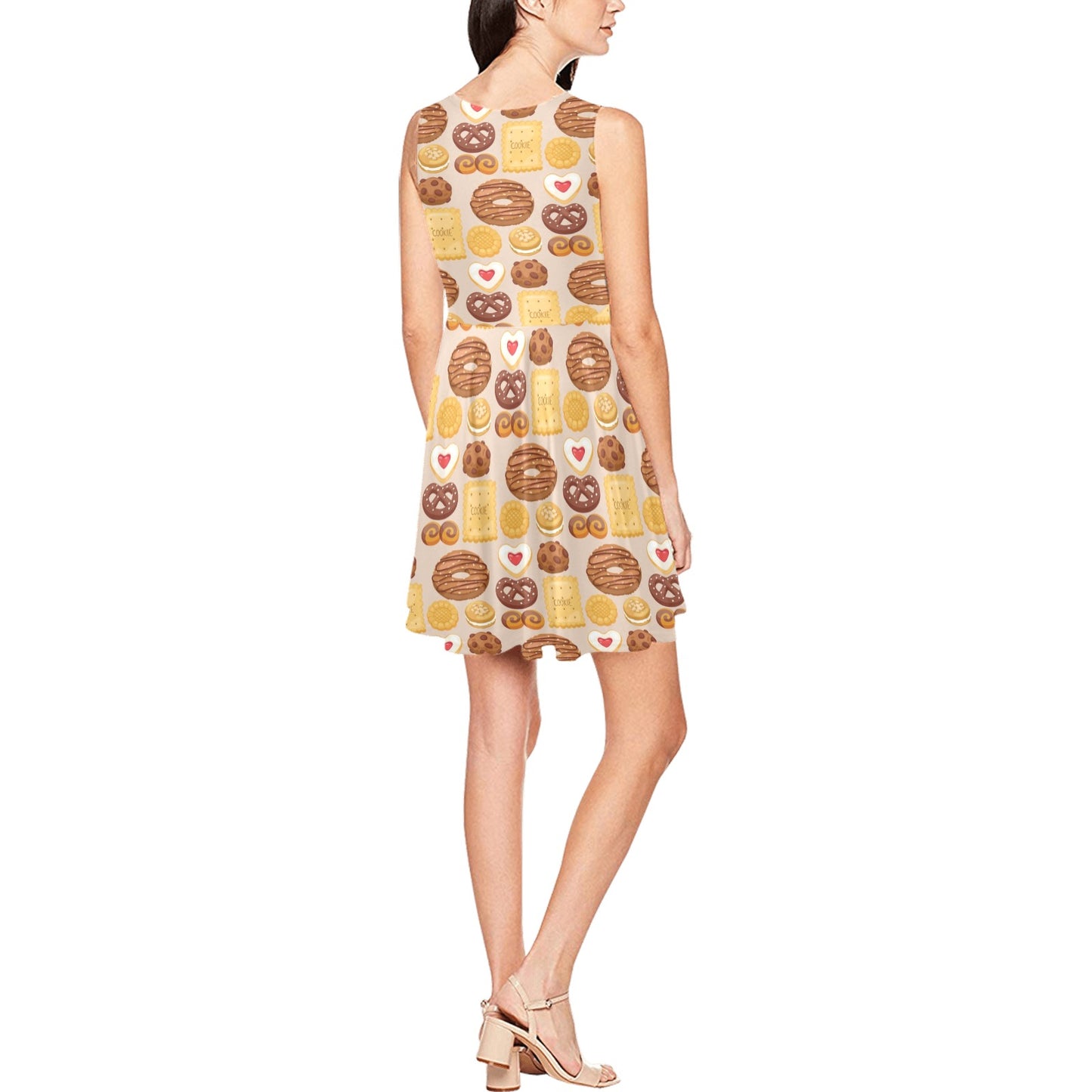 Cookie Pattern Print Design 02 Sleeveless Dress