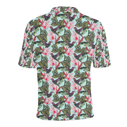 Hummingbird Cute Themed Print Men Polo Shirt