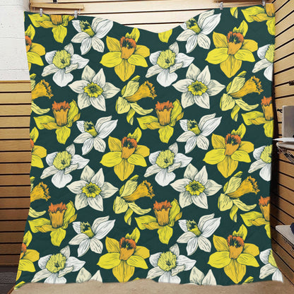 Daffodils Pattern Print Design DF02 Premium Quilt