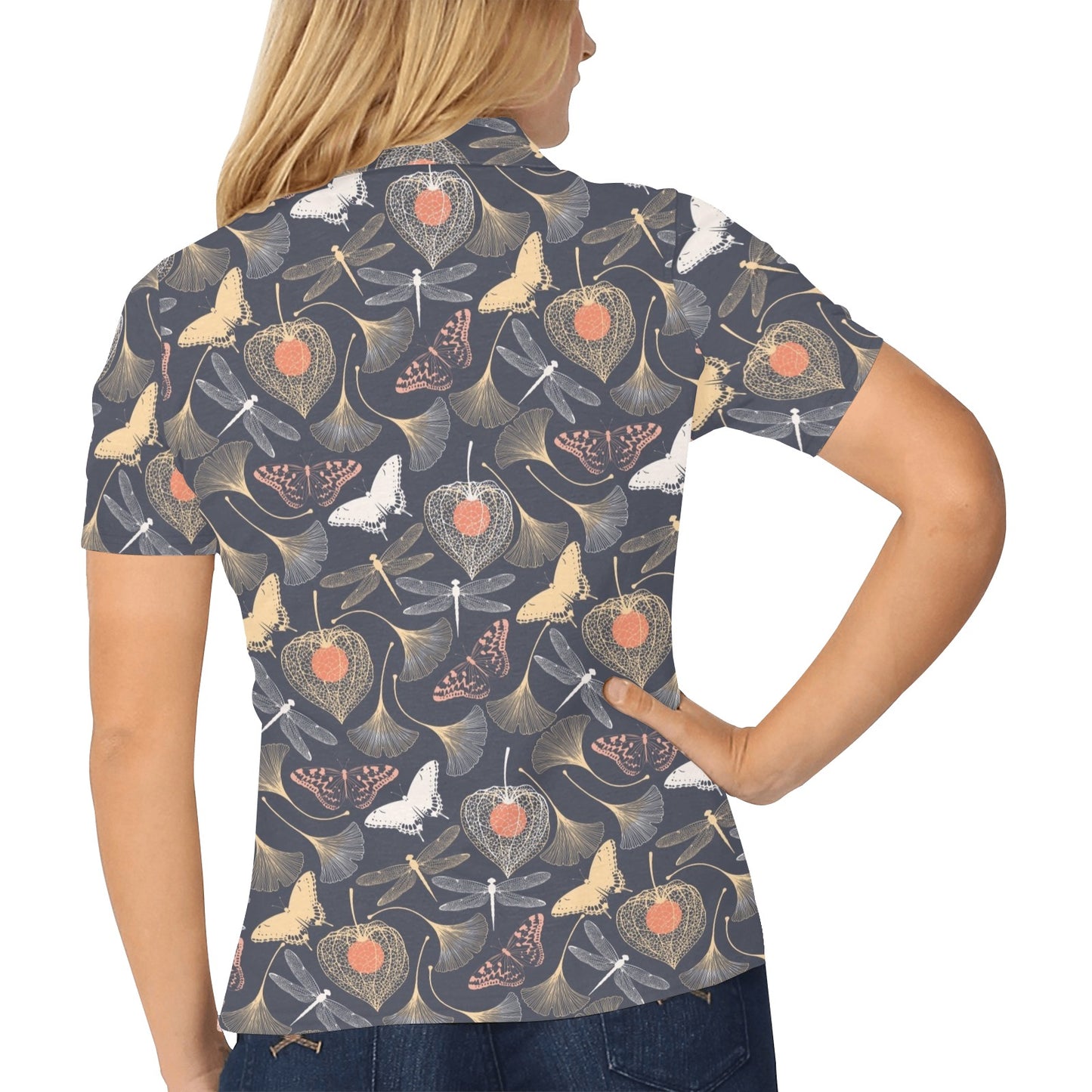 Dragonfly Print Design LKS404 Women's Polo Shirt