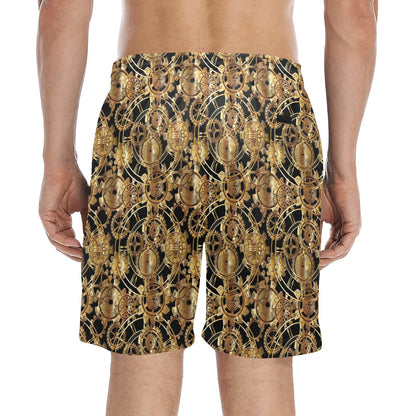 Steampunk Gear Design Themed Print Men's Swim Trunks Beach Shorts