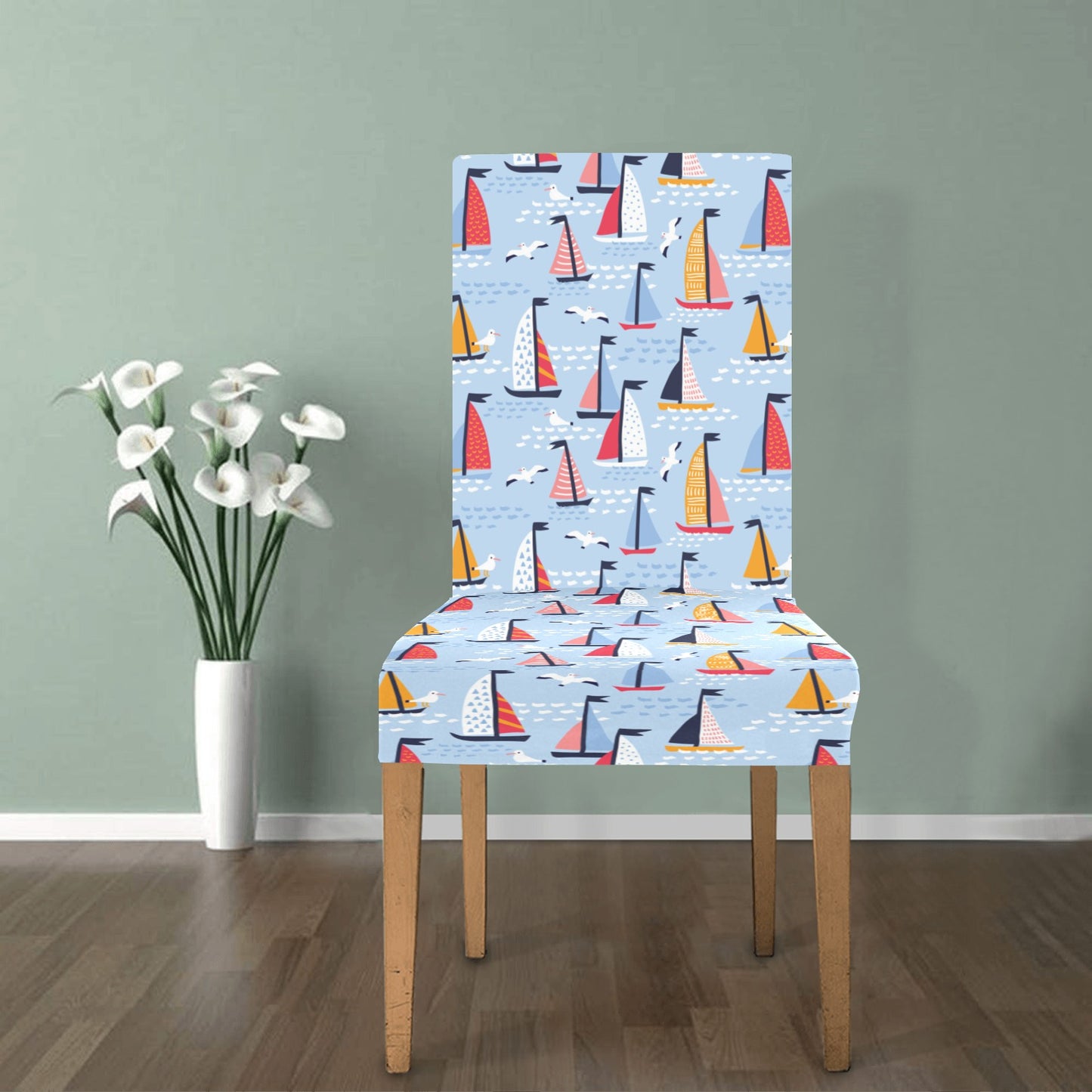 Sailboat Print Design LKS304 Dining Chair Slipcover