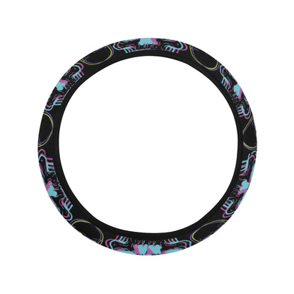Skull 3D Colorful Print Design LKS309 Steering Wheel Cover with Elastic Edge